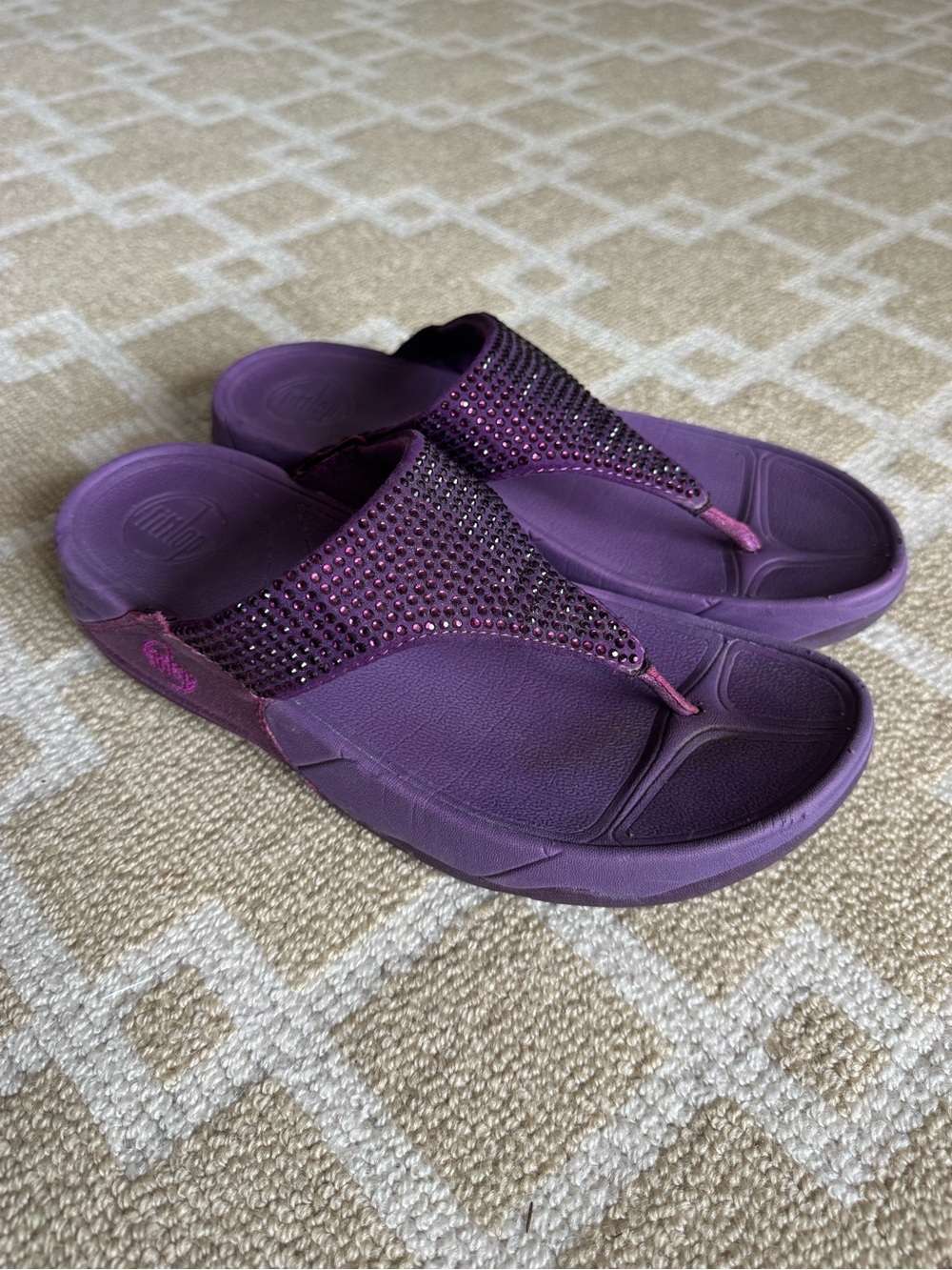 FitFlop Lulu Crystal Embellished Flip Flop Thong Sandals Purple Size 8 - Picture 8 of 13
